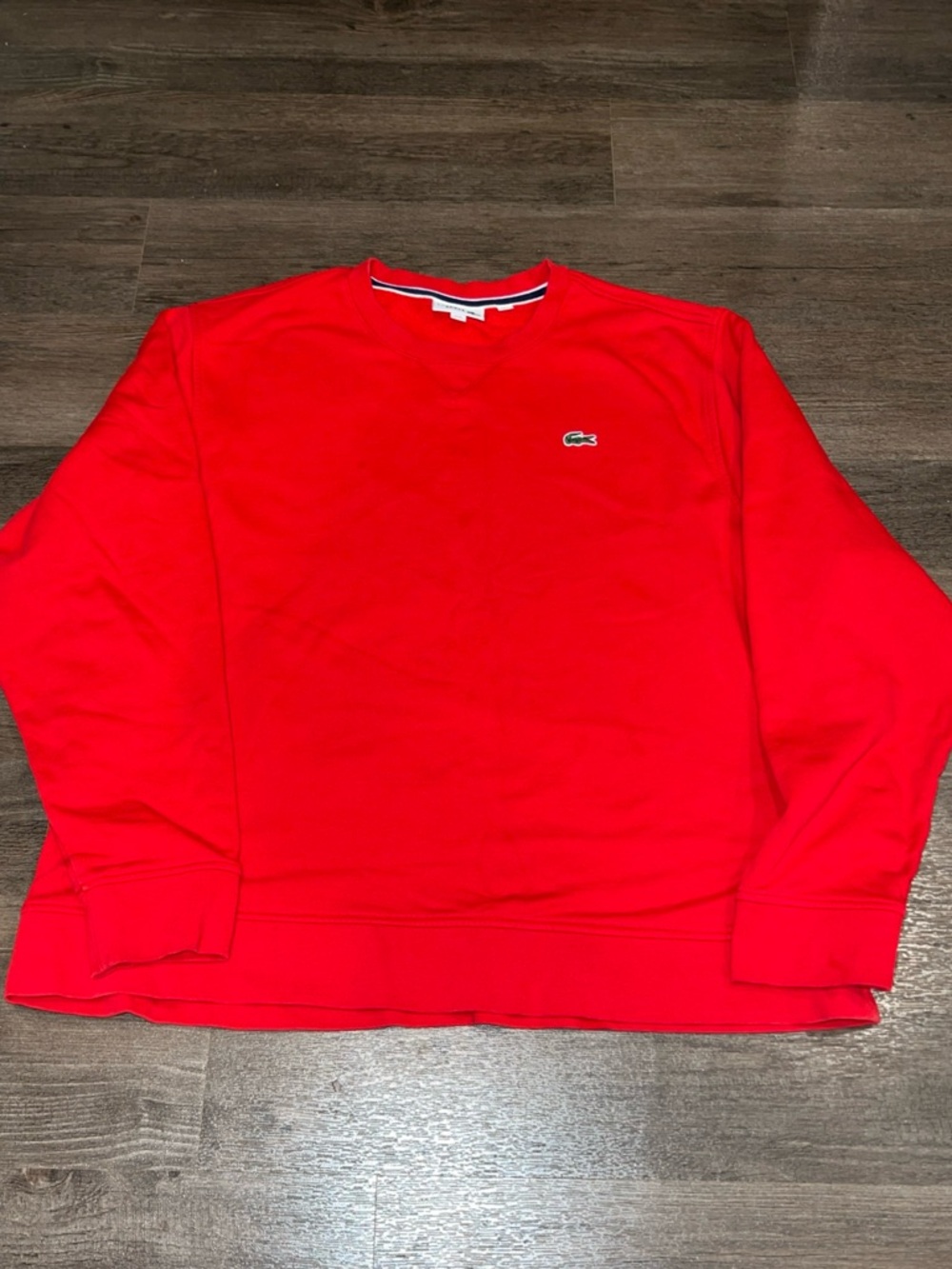 Lacoste Bright Red Crewneck Sweatshirt with Croc Logo